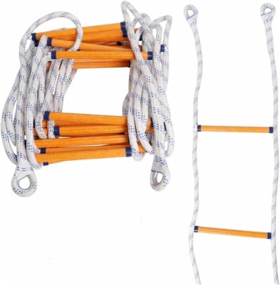 Touwladder - Noodladder Vluchtladder - Reddingswerk Klimtraining - Antislip Hoge Draagkracht - 3 Meter Lengte - Naturel