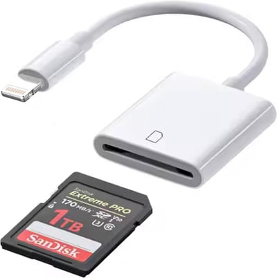 Ibley Core Lightning SD kaartlezer wit voor iPhone en iPad - Cardreaders - SD/TF kaartlezer - Lightning aansluiting - Plug & Play