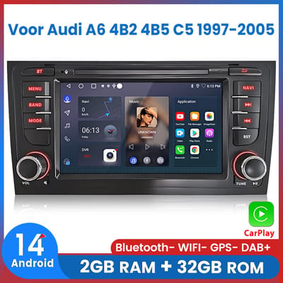 Awesafe Autoradio - Geschikt Voor Audi A6 4B2 4B5 C5 1997 t/m 2005 - 2GB+32GB - Draadloos Carplay Android Auto - GPS RDS Bluetooth - Navigatie - 1997 1998 1999 2000 2001 2002 2003 2004 2005