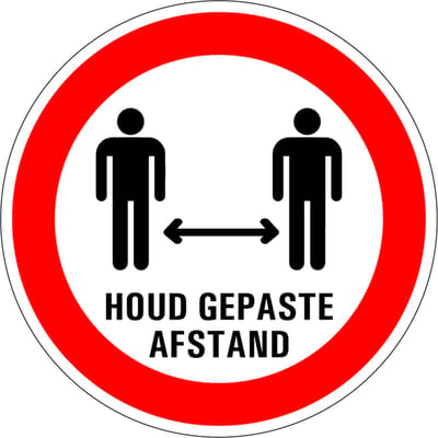Verboden dicht bij elkaar te staan sticker 150 mm