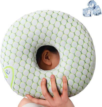 Comfortabele Donut Kussen met Gat voor Oorpiercings, Verkoelende Oorpads, Bamboo Slaapkussen voor Zijslapers, Pijnverlichting bij Oorpijn en Oorpijn klachten, Groene Kleur