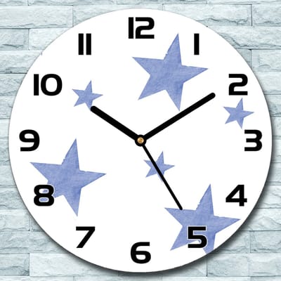 Coloray Wandklok - Sterren Glazen Klok - 30fi cm - Lichtblauw Wandklok - Wandklok Ronde - Wandklok Modern - Wandklok Keuken - Stille Wandklok