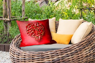 Buitenkussens - Tuin - Pepers - Rood - Hart - 50x30 cm