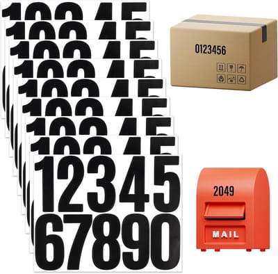Inovra Plus - Zelfklevende nummerstickers voor brievenbus - waterdicht vinyl - zwart - 9 vellen/90 stuks