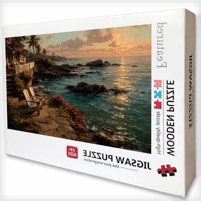 Houten Puzzel - Legpuzzel Jigsaw - Ontspannende Vrije Tijd - Achterkant met Letters - 122 x 81 cm - Zeezicht
