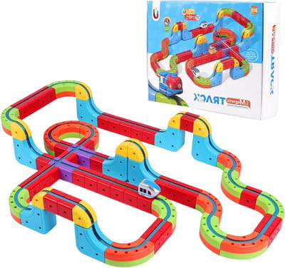 Elektrische Treinset met 61 Onderdelen, Magnetische Rails en 3D Lay-outs, Motorized Speelgoed voor Kinderen vanaf 3 Jaar, Perfect Cadeau voor Jongens en Meisjes