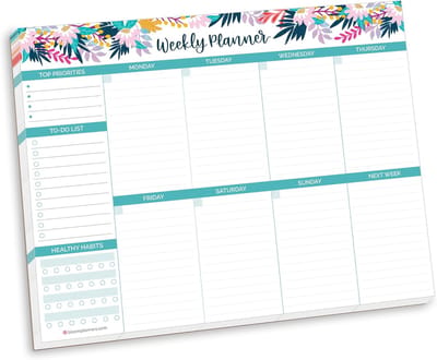 Weekplanner Pad - Dagelijkse Organiser - Taken Bijhouden - 60 Vel Vellen - 85 x 11 Inch - Horizontaal Ontwerp