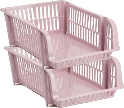 Plasticforte Stapelbare opbergmand - 2x - Oudroze - 20L - kunststof - 43 x 32 x 16 cm