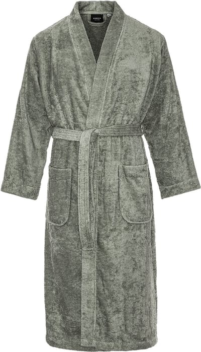 Kimono badstof katoen – lang model – unisex – badjas dames – badjas heren – 100% katoen - sauna - olijfgroen - L/XL