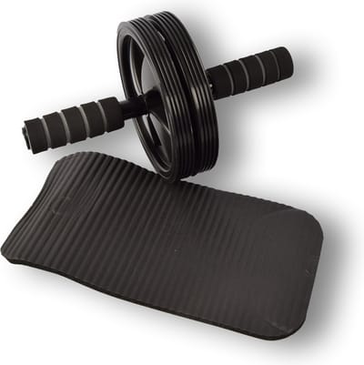 Discountershop Oefenwiel Buikspier met Kniemat - Ab Roller - Buikspiertrainer - Kunststof - Multi - 25x25x2.5cm