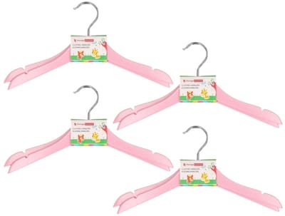Stevige kledinghangers voor kinderen 20x stuks hout - Lichtroze klerenhangers