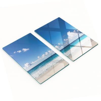 Decoratieve glazen serveerplanken voor snacks, Seychellen strand 2x30x52 cm