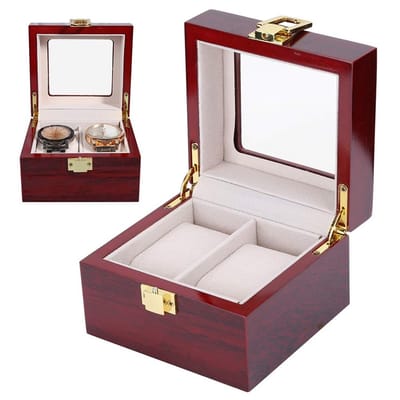 Allecto - Horlogebox - Horlogekast Hout - Elegant Design - Wit - Horlogeopberger - Perfect voor Mannen - 2 Compartimenten