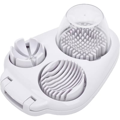 Trancheur d'œufs 3 en 1 Coupe-œufs Multifonctionnel avec 3 Modes de Tranchage Design Ergonomique Fils de Coupe en Acier Inoxydable Hacheur L