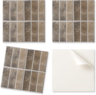 Set zelfklevende vinyltegels met verticale ribbels, 20x20x20 cm