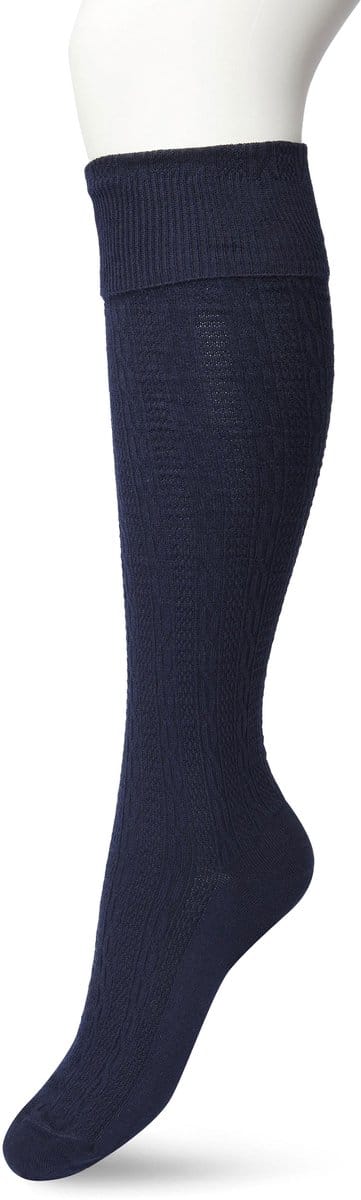 Bonnie Doon Bio Kabel Kniekousen Dames Donker Blauw maat 36/42 - Klassiek Kabel patroon - Biologisch Katoen - Uitstekend draagcomfort - Classic Cable Knee High - OEKO-TEX - Gladde Naden - Duurzaam Huidvriendelijk Bio Katoen - Dark Blue - BP211507.111