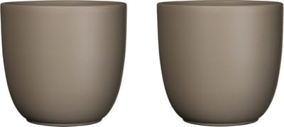 Mica Decorations Bloempot - 2x - taupe bruin - mat - keramiek - 17 x 16 cm - plantenpotten