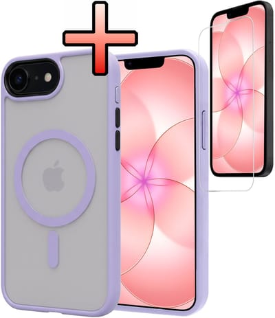 Hoesje - Met Screenprotector - Geschikt voor Apple iPhone 17e - Magsafe Compatible - Sterk & Shockproof - Back Cover - Shock Proof Case - Telefoon Hoes - Lila