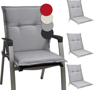 Beautissu Base NL – Set van 4 Tuinstoelkussens Lage Rug 100x50x6 cm Licht Grijs Kussen voor Tuinstoelen Zitkussen