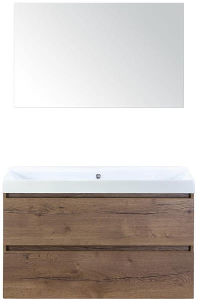 Maxx XL Badmeubelset 100 cm - Tabacco - Wastafel Just Zonder Kraangat met Spiegel
