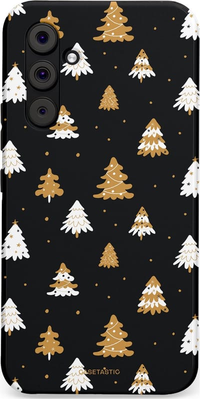 Casetastic hoesje geschikt voor Samsung Galaxy A54 (2023) 5G - Dubbellaagse bescherming - Happy Chistmas Kerstbomen - Fashion Case - Zwart