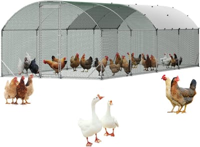 VEVOR Groot Metalen Kippenhok, 2,7 X 7,6 X 2 M, Inloopkippenhok met Waterdichte Afdekking en Stevig Frame, Koepeldak, Pluimveekooi, Eendenhok voor Konijnen, Kippen, Ganzen, voor Gebruik In de Achtertuin Of Op de Boerderij