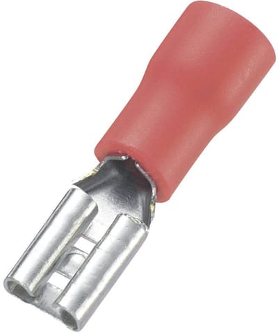 TRU COMPONENTS 1572131 Platte stekker (female) Insteekbreedte: 2.8 mm Insteekdikte: 0.8 mm 180 ° Deels geïsoleerd Rood