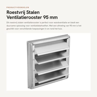 Dailygoods - Roestvrij Stalen Ventilatierooster 95 mm