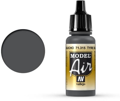 Vallejo Hobbyverf Acrylverf - 71315 Model Air Tyre Black - Acryl Verf flesje - 17 ml