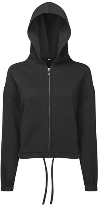 TriDri - Drawstring Dames Hoodie met Rits Recycled - Black maat XS