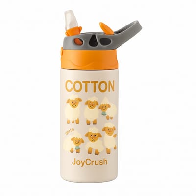 Retro Vrolijke Drinkfles – Stijlvolle Drinkfles voor Liefhebbers van Vintage Designs - Waterfles voor kinderen (wit/oranje)