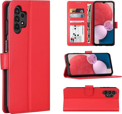 LuxeBass Hoesje geschikt voor Samsung Galaxy A13 4G - Boekhoesje - Rood - Portemonneehoesje gsm hoesje - telefoonhoes - telefoonhoesjes