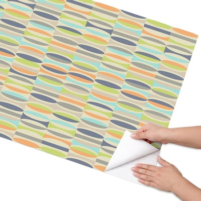 Coloray Meubel Wrap Folie - Beige Meubelfolie - 75x150 cm - Wrapfolie Keuken Kleurrijke patronen - Decoratiefolie - Geometrische Meubelfolie - Meubel Wrap Folie - Woonkamer decoratie - Achtergronden en patronen