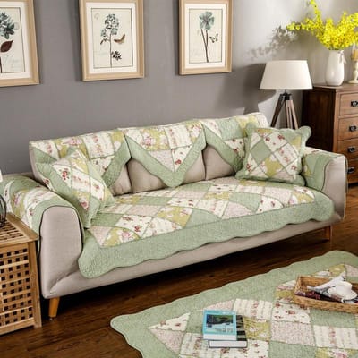 Pastorale Antislip Katoen Patchwork Gewatteerd Bankkussen Fris Klein Bloemen Bankkussenhoes 70*70