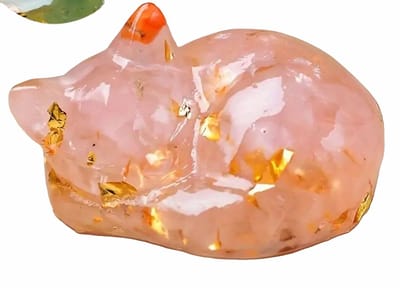 Miniatuur Kristalsteen Slapende Poes Rozenkwarts