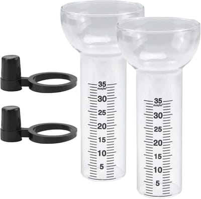 Glazen regenmeter - Regenmeterbekers - Weer monitoren - Dubbel set - 19 x 19 x 9 cm - Transparant
