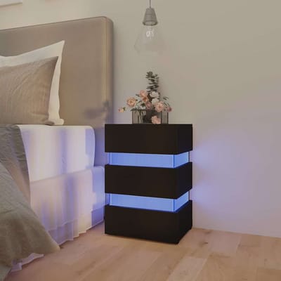 vidaXL - 326846 - - Nachtkastje - LED - 45x35x67 - cm - bewerkt - hout - zwart