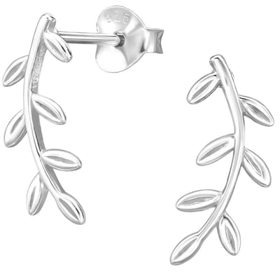 Joy|S - Zilveren takje oorbellen - 6.3 x 14.3 mm - tak met blad - sterling zilver 925