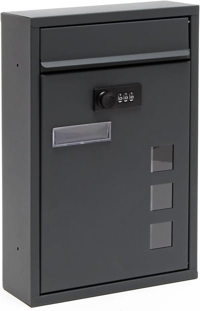 Brievenbus - Wandmodel - Post Ontvangen - Cijferslot - 32 cm Hoog - Antraciet