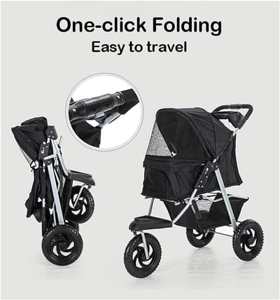 Huisdier Kinderwagen - Reisbuggy Honden - Comfortabel Wandelen - Opvouwbaar Lichtgewicht - Tot 25 kg - Roze