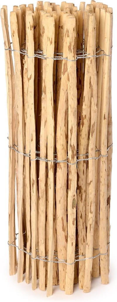 Garronda Tuinafscheiding met palen - 120 cm x 5 m - Hekwerk voor perken - Insteekhek - Rolborder - Houten Hek - Latafstand 3-5 cm – GD-MIS-Rollborder500