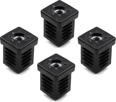 4x Draadstops Vierkante Buispluggen 25 x 25 mm Wanddikte 1-2 mm met M10 Binnendraad