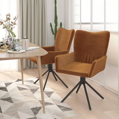 vidaXL - Eetkamerstoelen - draaibaar - 2 - st - fluweel - bruin