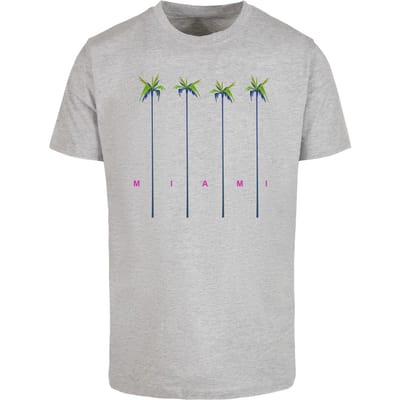 Mister Tee - Miami Palms Heren T-shirt - S - Grijs