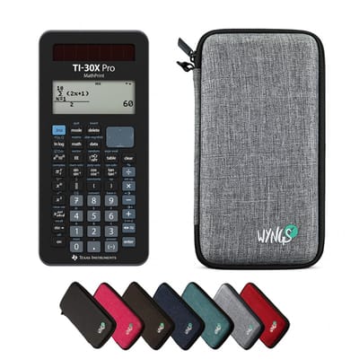 TI-30X Pro MathPrint incl. WYNGS Beschermhoes Lichtgrijs - Wetenschappelijke Rekenmachine - Basis Pakket
