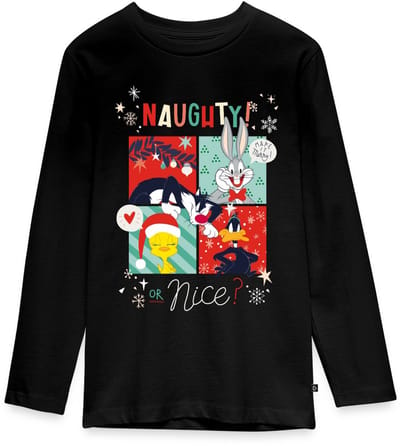 Looney Tunes Stout Of Aardig Kerstmis Premium T-Shirt Tiener Lang