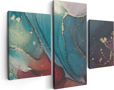 Artaza Canvas Schilderij Drieluik Abstracte Luxe Kunst - 90x60 - Foto Op Canvas - Canvas Print
