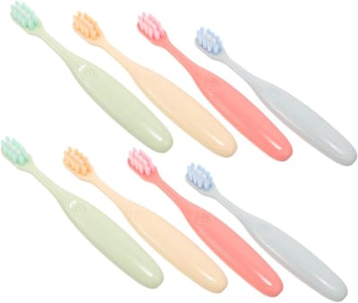 Kindertandenborstels Zacht - Reis Tandenborstels - Dagelijkse Mondhygiëne - Ergonomisch Ontwerp - 8 Stuks - Gekleurd