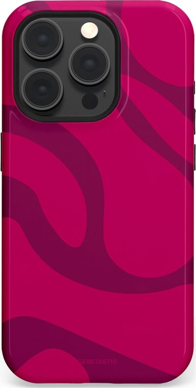 Casetastic hoesje geschikt voor Apple iPhone 15 Pro - MagSafe - Dubbellaagse bescherming - Violet Paarse Golven - Fashion Case - Roze