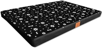 Hondenmat 100x70 cm Waterdicht - Comfortabel Hondenkussen voor Thuis, Tuin, Auto en Transportbox - Met Botmotief, Zwart met botmotief
